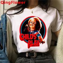 Chucky Harajuku Funny Cartoon Horror T Shirt Women Harajuku Ullzang Graphic T-shirt Vintage Anime Unisex Tshirt Fashion Top Tees FeUnisex L
