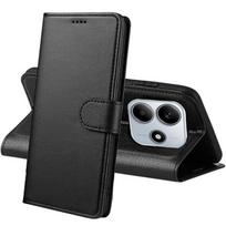 Case for Xiaomi Redmi Note 14 5G - Black Wallet Flip Cover Magnetic Clasp Card Holder Phonillico® juoda