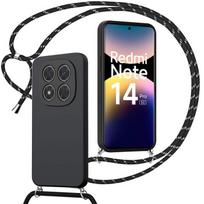 Case for Xiaomi Redmi Note 14 Pro 5G (not for 4G) Anti-Scratch Silicone Protection with Cord - Black