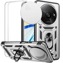 Coque pour Xiaomi Redmi A3 - Argenté - Antichoc - PC + TPU - Protège-caméra - Support Rotatif