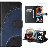 Case - E.F.Connection - for Xiaomi Redmi A3 - Leather Effect - Two-Tone Protection - 2 Tempered Glasses