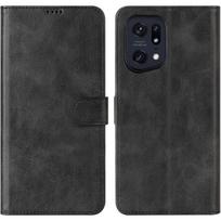Flip Case with Leather Effect for OPPO Find X5 Pro - E.F.CONNECTION - Black - Card and Bill Storage