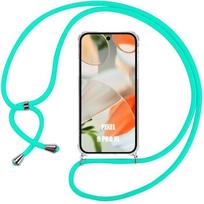 Cord Case for Google Pixel 9 Pro XL - Transparent Shockproof Silicone + Turquoise Cord