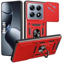 Case for Xiaomi 14T Pro - Rigid Shockproof with Ring Stand and Lens Protection - Red
