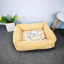 Gyvūno sofa Gyvūno lizdas Spausdintas šiltas katės lizdas Šuns lizdas Gyvūno lova Atspari įbrėžimams Animacinis gyvūno lizdas Katės lova Šuns aksesuarai Gyvūno lova 50x40cm geltona