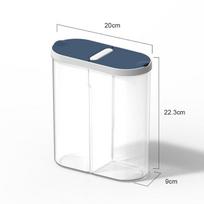Two Grids Plastic Storage Jars for Bulk Cereals Seal Food Container Box Groceries Rice Organizer Dispenser Kitchen Utensils mėlyna
