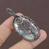 Tree Of Life White Topaz Copper Wire Wrap Jewelry Pendant 2.36  w1n73