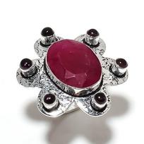 Ruby(Simulated) Amethyst Gemstone 925 Sterling Silver Ring Size 10 e8h58