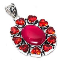 Ruby(Simulated) Garnet Gemstone 925 Sterling Silver Jewelry Pendant 2.40  E9R69