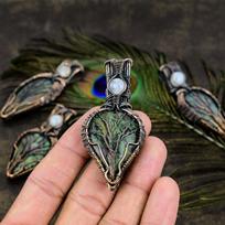 Ruby in Zoisite, Moonstone Gemstone Copper Wire Wrap Jewelry Pendant 2.76  Y2n97