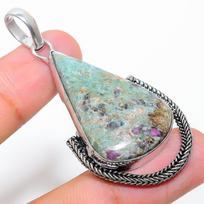Ruby in Fuchsite Ethnic Handmade 925 Sterling Silver Jewelry Pendant 2.21  p4W26