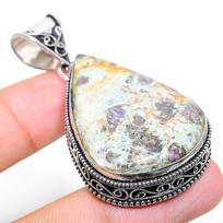 Ruby in Fuchsite Ethnic Handmade 925 Sterling Silver Jewelry Pendant 2.25  v4u76