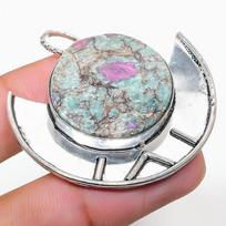 Ruby in Fuchsite Ethnic 925 Sterling Silver Jewelry Pendant 1.85  v1a06