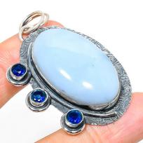 Owhyee Opal, Blue Topaz 925 Sterling Silver Jewelry Pendant 2.32  A4D26