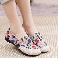 Summer Ladies Casual Comfort Bohemian Slip On Lazy Shoes Female Womens Flat Slip On Canvas Strap Loafers Fisherman's shoes CN 35 raudona