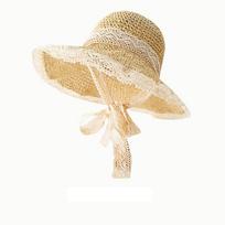 Women's Floppy Sun Hat With Lace Trim – Wide Beach Hat One Size smėlis