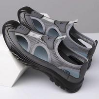 Cave shoes summer mesh bag head breathable driving hollow outdoor middle-aged casual versatile old Beijing non-slip sandals 39 pilka spalva