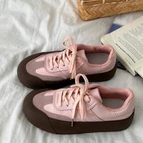 Casual simple niche retro platform German training shoes women's 2025 new autumn versatile popular Hong Kong style low-top board shoes 35 rožinė