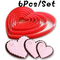 6Pcs Heart Cookie Biscuit Fondant Cake Cutter Decor Tools Mold Sugar Crafts Set