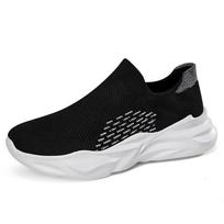 Summer Mesh Lazy tide Shoes a Stirrup Large Size Elastic Socks Shoes High-top Casual Sports Men's Shoes 44 juoda balta spalva