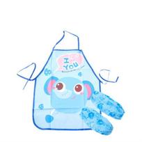 Apron 4 Colors Cute Junior Chef Kids Sleeveless Animal Waterproof Drawing Apron Sleeve Set MIT Blue elephant