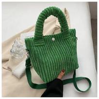 Stroby Corduroy Cross-body Cute Women's Handbag MIT žalia