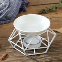 Šiaurės šalių žvakių laikiklis Aromaterapinė keraminė aliejinė lempa nerūdijančio plieno pagrindo aromatinis degiklis Namų dekoravimo ornamentas, meditacijos dovana balta