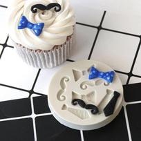 Boy Man Moustache Tie Fondant Cake Molds Chocolate Mould for The Kitchen Baking Decoration Tools Color Random