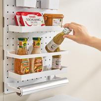 Kitchen Cabinet Door Storage Wonder: Perforated Board Shelf Plastic Wall-mounted Storage Without Drilling Kitchen Combination One