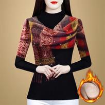 New High-end Double-sided German Velvet Fashionable Warm and Versatile Slim Round Neck Base Shirt Top M