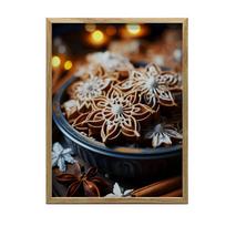 Christmas Crafts: Gingerbreads in the style of flowers Christmas handicraft: Gingerbread Cookies in Floral Style, 30X40 Cm, Black Aluminum Frame, Matte Paper 36