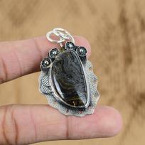 Womens day Deal Oval Natural Iron Tiger Eye Elegant Wedding Pendant 925 Silver
