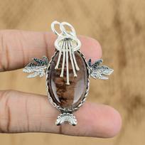 Easter Deal Oval Elestial Quartz Stone Wife Birthday Pendant 925 Sterling Silver