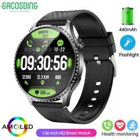 SACOSDING 2026  Smart Watch Men 1.56” AMOLED Screen Heart Rate BP Monitoring Watches NFC Access Control Smartwatch