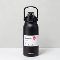 Didelės talpos termoso butelis su šiaudiniu nerūdijančio plieno terminio vandens buteliu šalto ir karšto termoso puodelio vakuuminės kolbos sporto salė 1700ml juoda