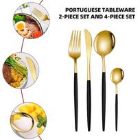 Portuguese Stainless Steel Cutlery: Knife & Fork Set with Gift Box Silver Two-Piece Set