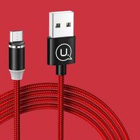 Usams Kabel Magnetyczny U-Sure Microusb1M 2.1A Pleciony Czerwony/Red Sj294Usb02 (Us-Sj294)
