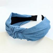 PROLY New Fashion Women Headband Casual Blue Black Denim Hairband Center Knot Headwear Turban Classic Adult Hair Accessories