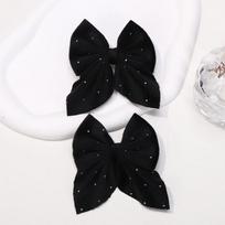 LOVEKIKI 2Pcs Starry Dots Red Velvet Bow Hair Pins Hair Clips Kids Girls Fashion Barrettes Ponytail Holder Headwear Accessories