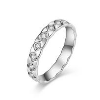 Cold Wind Stainless Steel Carving Diamond Set Womens Ring Ring with Titanium Steel Full Diamond 5#