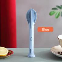 JJYY 3-in-1 Knife, Fork and Spoon Set Chopsticks Fork Spoon Convenient Plastic Cutlery Set Home Travel Camping Kids Tools mėlyna