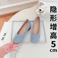 Inner height increase of 5cm~ Gentle bow ballet shoes, evening and evening, shallow mouth soft sole, one pedal, Mary Jane single shoes 34