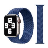 Audinys pintas solo kilpas nailoninis dirželis Apple Watch 7 6 juostos 44mm 40mm 38mm 42mm 41mm 45mm elastingas iWatch Series 6 SE 5 4 3 38mm or 40mm or 41MM&XS Size tamsiai mėlyna spalva