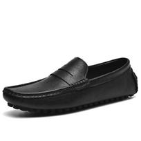Live broadcast leather Doudou shoes lazy driving shoes casual shoes stitching cowhide large size 38