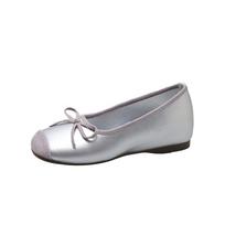 Small inner height increase ballet shoes women's outer wear square head silver single shoes bow Mary Jane shoes 37 sidabras