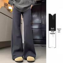 Women's High Waist Gray Micro Flare Sweatpants - Slimming, Casual, Draped, Wide Leg, Spring Pants XL (125-145 jin)