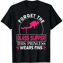 Scuba Diving Diver Girl Forget Glass Slipper Princess Fins T-Shirt for Men Women Teens Streetwear Cotton XXXXL juoda