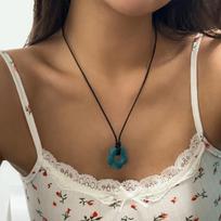 Accessories, holiday style hollow pattern accessories, simple wax thread pastoral style flower pendant necklace women