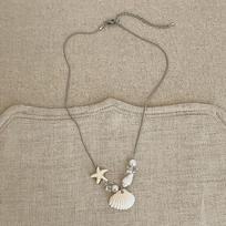 Wax rope starfish shell pearl necklace seaside vacation wind collarbone chain summer fresh and sweet high-end necklace women