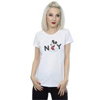 Disney Womens/Ladies Mickey Mouse NY Cotton T-Shirt L balta